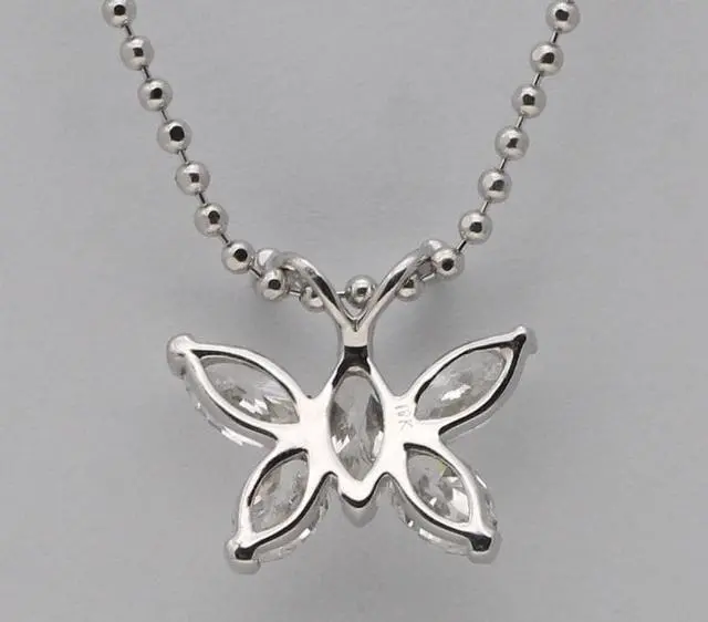 Alt view image 4 of 4 - 18k White Gold Marquise Cut Invisible Butterfly Diamond Pendant (1.09 Ct,G Color,VS Clarity)