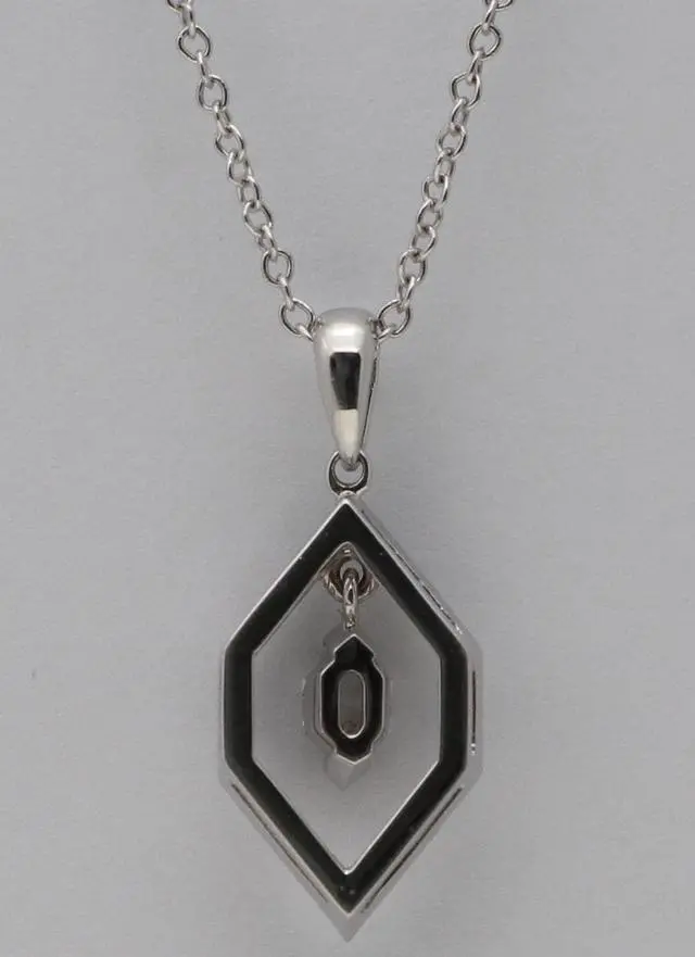 Alt view image 4 of 4 - 18k White Gold Marquise Duchess Cut Vintage Halo Diamond Pendant (0.4 Ct,H Color,VS Clarity)