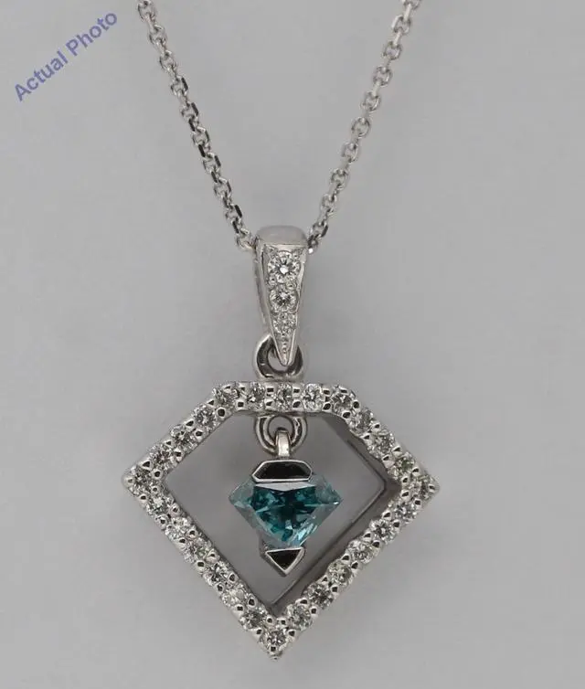 Main image of 14k Gold Round & Vintage Halo Diamnd Pendant (Blue(Irradiated) & White Diamonds,Si1 Clarity)