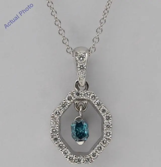 Main image of 18k Gold Round & Vintage Halo Diamnd Pendant (Blue(Irradiated) & White Diamonds,Si1 Clarity)