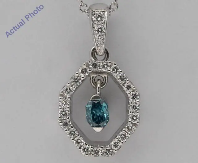 Alt view image 2 of 4 - 18k Gold Round & Vintage Halo Diamnd Pendant (Blue(Irradiated) & White Diamonds,Si1 Clarity)