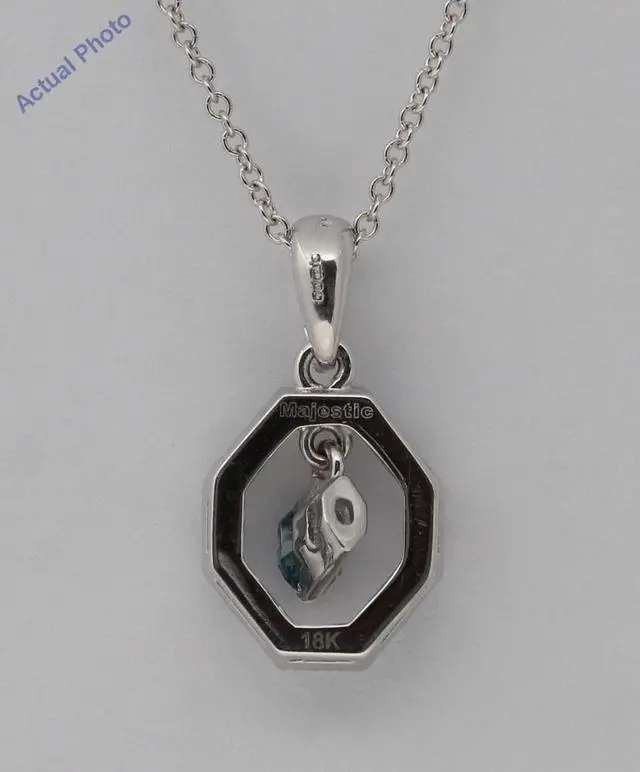 Alt view image 4 of 4 - 18k Gold Round & Vintage Halo Diamnd Pendant (Blue(Irradiated) & White Diamonds,Si1 Clarity)
