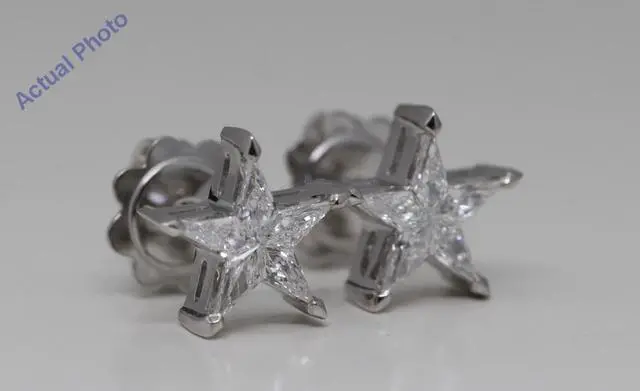 Alt view image 2 of 4 - 18k White Gold Kite Cut Invisible Setting Star Diamond Stud Earrings (0.47 Ct,G Color,VS Clarity)