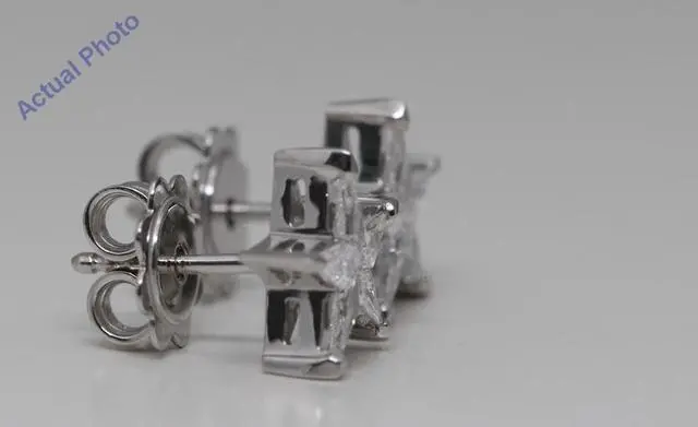 Alt view image 3 of 4 - 18k White Gold Kite Cut Invisible Setting Star Diamond Stud Earrings (0.47 Ct,G Color,VS Clarity)