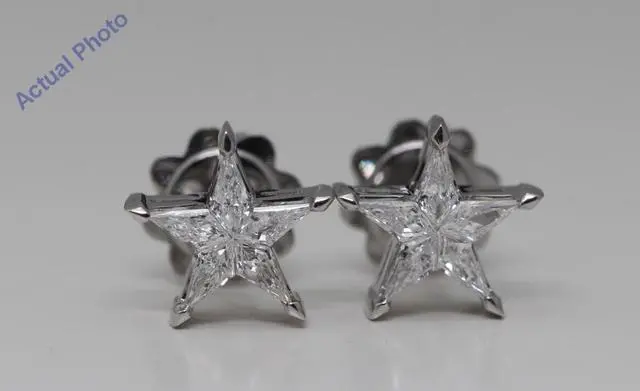Alt view image 4 of 4 - 18k White Gold Kite Cut Invisible Setting Star Diamond Stud Earrings (0.47 Ct,G Color,VS Clarity)