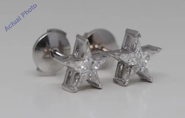 Alt view image 2 of 4 - 18k White Gold Kite Cut Invisible Setting Star Diamond Stud Earrings (0.31 Ct,G Color,VS Clarity)
