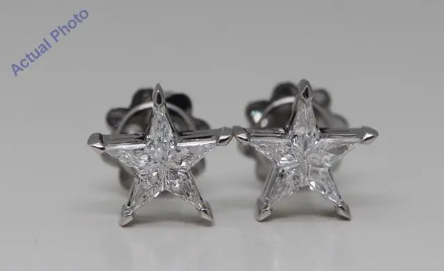 Main image of 18k White Gold Kite Cut Invisible Setting Star Diamond Stud Earrings (0.47 Ct,G Color,VS Clarity)