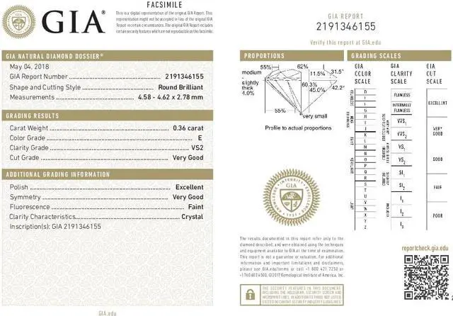 Alt view image 3 of 3 - Round Diamond Solitaire Pendant Necklace 14K White Gold (0.36 Ct,E Color,VS2 Clarity) GIA Certified