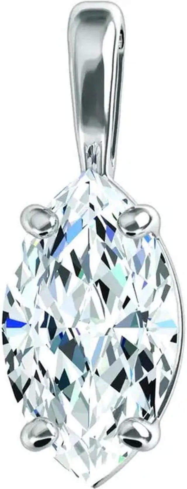Alt view image 2 of 5 - Marquise Diamond Solitaire Pendant Necklace 14k White Gold (1.35 Ct,D Color,SI2(Enhanced) Clarity) AIG