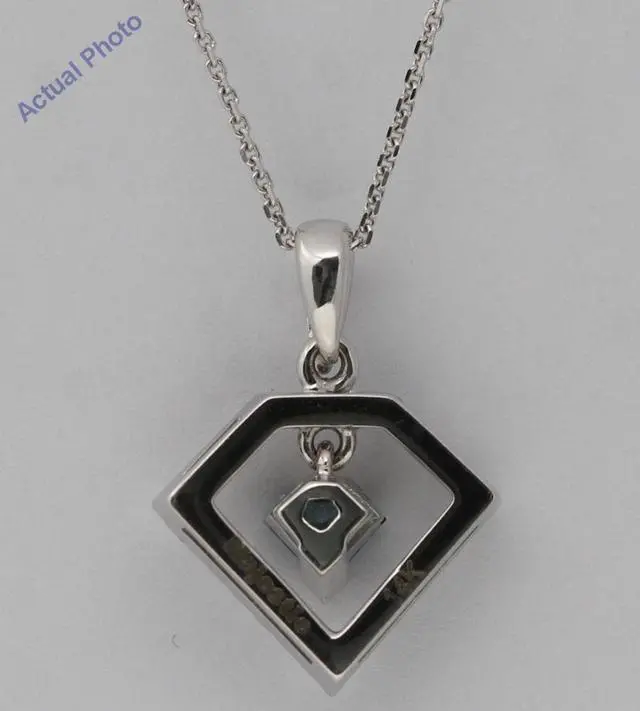 Alt view image 4 of 4 - 14k Gold Round & Vintage Halo Diamnd Pendant (Blue(Irradiated) & White Diamonds,Si1 Clarity)