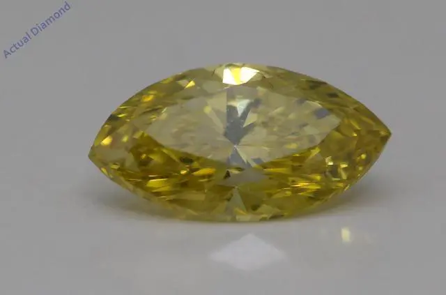 Alt view image 4 of 4 - Marquise Cut Loose Diamond (1.03 Ct,Canary Yellow(Irradiated) Color,SI1 Clarity)