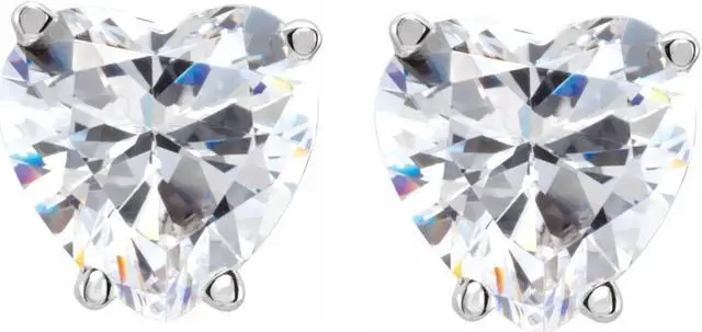 Main image of Heart Natural Mined Diamond Stud Earrings 14k White Gold (0.8 Ct,F Color,SI1-SI2 Clarity)