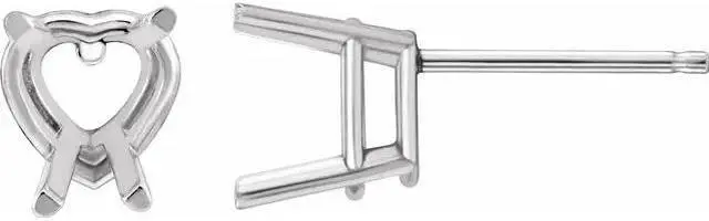 Alt view image 2 of 3 - Heart Natural Mined Diamond Stud Earrings 14k White Gold (0.8 Ct,F Color,SI1-SI2 Clarity)