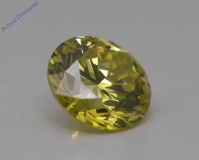 Alt view image 3 of 4 - Round Cut Loose Diamond (0.81 Ct,Canary Yellow(Irradiated) Color,VS1 Clarity)