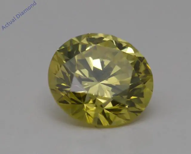 Alt view image 2 of 4 - Round Cut Loose Diamond (0.81 Ct,Canary Yellow(Irradiated) Color,VS1 Clarity)