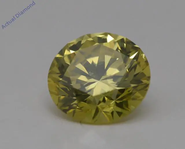 Alt view image 4 of 4 - Round Cut Loose Diamond (0.81 Ct,Canary Yellow(Irradiated) Color,VS1 Clarity)