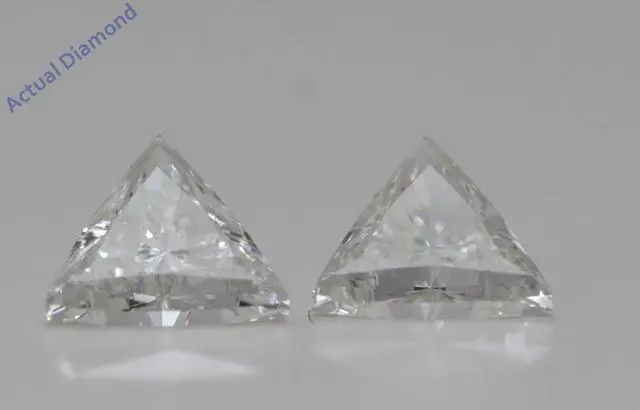 Alt view image 3 of 3 - Triangle Diamond Stud Earrings 14k White Gold (1.92 Ct,I Color,SI1 Clarity)