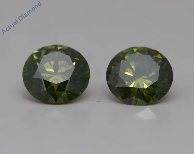 Main image of A Pair of Round Cut Loose Diamonds (1.24 Ct,Green(Irradiated) Color,SI3-SI2 Clarity)