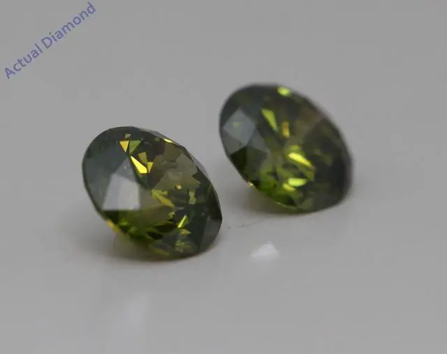 Alt view image 3 of 4 - A Pair of Round Cut Loose Diamonds (1.24 Ct,Green(Irradiated) Color,SI3-SI2 Clarity)