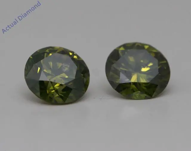 Alt view image 4 of 4 - A Pair of Round Cut Loose Diamonds (1.24 Ct,Green(Irradiated) Color,SI3-SI2 Clarity)