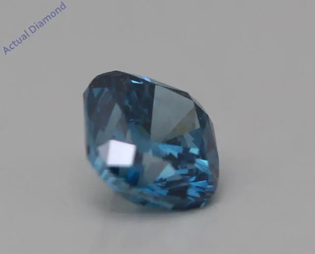 Alt view image 3 of 4 - Cushion Diamond Solitaire Engagement Ring 14K Yellow Gold (0.52 Ct Ocean Blue(Irradiated) Color VS1 Clarity)