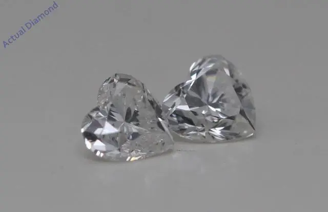 Alt view image 2 of 4 - A Pair of Heart Cut Loose Diamonds (0.76 Ct,I Color,VS2-SI1 Clarity)