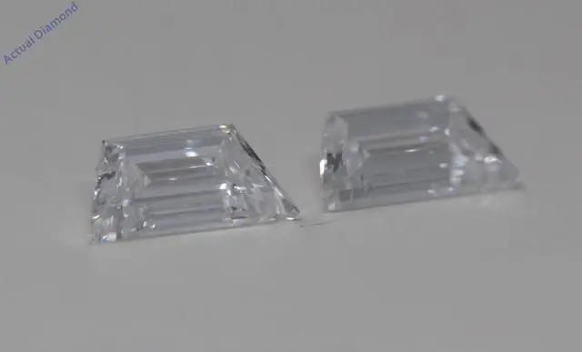 Alt view image 2 of 4 - A Pair of Trapezoid Step Cut Natural Mined Loose Diamonds (0.52 Ct,D Color,VVS1 Clarity) GIA Certified