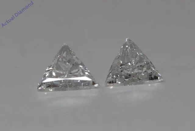 Alt view image 4 of 4 - A Pair of Triangle Cut Natural Mined Loose Diamonds (0.56 Ct,H Color,SI1-SI2 Clarity)