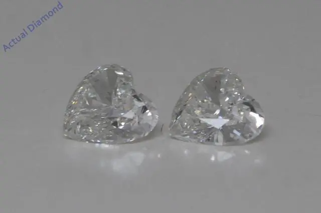 Alt view image 3 of 3 - Heart Natural Mined Diamond Stud Earrings 14k White Gold (0.51 Ct,H Color,VS1-VS2 Clarity)