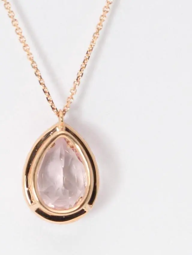 Alt view image 4 of 4 - 14k Rose Gold Pear Natural Mined Morganite & Diamond Halo Pendant (Pink Morganite & White Diamonds VS2)
