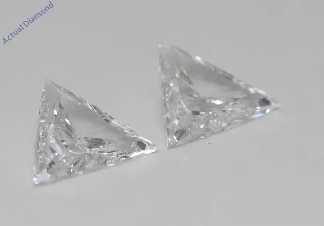 Alt view image 2 of 4 - A Pair of Triangle Cut Natural Mined Loose Diamonds (1.25 Ct,G Color,SI1 Clarity)