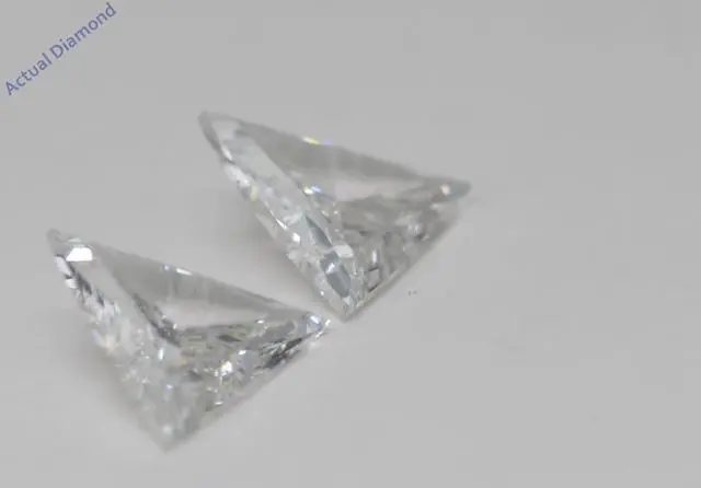 Alt view image 3 of 4 - A Pair of Triangle Cut Natural Mined Loose Diamonds (1.25 Ct,G Color,SI1 Clarity)