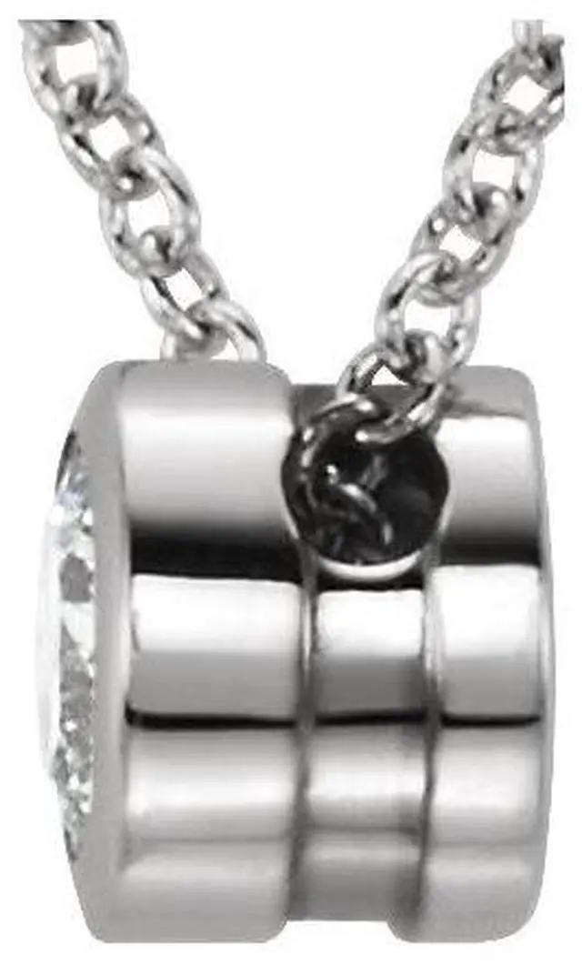 Alt view image 2 of 5 - Round Natural Mined Diamond Solitaire Pendant Necklace 14k White Gold (0.54 Ct,G Color,VS2 Clarity) IGL