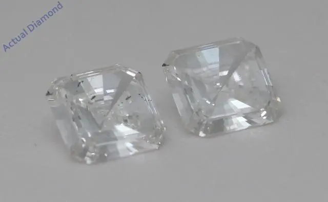 Alt view image 2 of 4 - A Pair of Asscher Cut Natural Mined Loose Diamonds (0.87 Ct,H Color,VS2-SI1 Clarity)