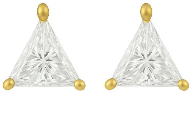 Main image of Triangle Natural Mined Diamond Stud Earrings 14k Yellow Gold (2.89 Ct,J-k Color,SI1-SI2 Clarity)