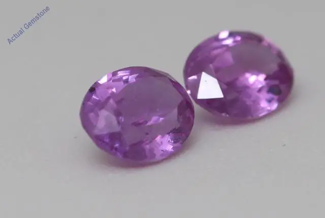 Alt view image 3 of 4 - A Pair of Oval Natural Mined Loose Sapphires (2.12 Ct Pinkish Purple(Possibly Heated) VS2-SI1 Clarity)