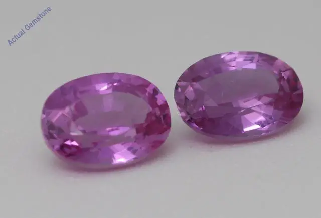 Alt view image 2 of 4 - A Pair of Oval Cut Natural Mined Loose Sapphires (2.17 Ct,Pinkish Purple(Possibly Heated) Color,VS2 Clarity)