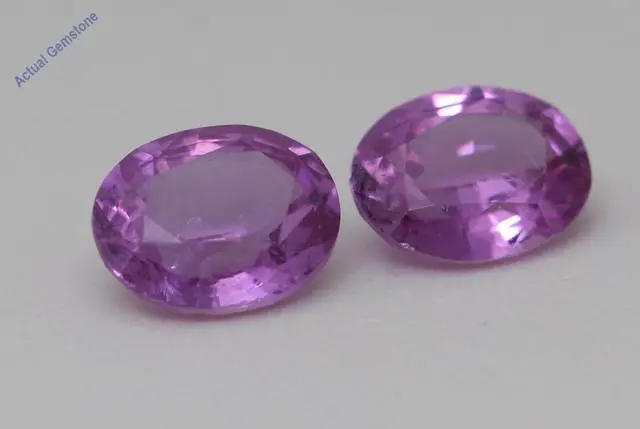Alt view image 2 of 4 - A Pair of Oval Natural Mined Loose Sapphires (2.12 Ct Pinkish Purple(Possibly Heated) VS2-SI1 Clarity)