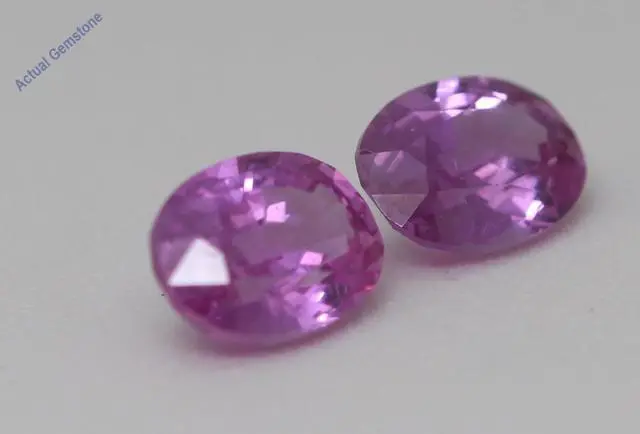 Alt view image 3 of 4 - A Pair of Oval Cut Natural Mined Loose Sapphires (2.17 Ct,Pinkish Purple(Possibly Heated) Color,VS2 Clarity)
