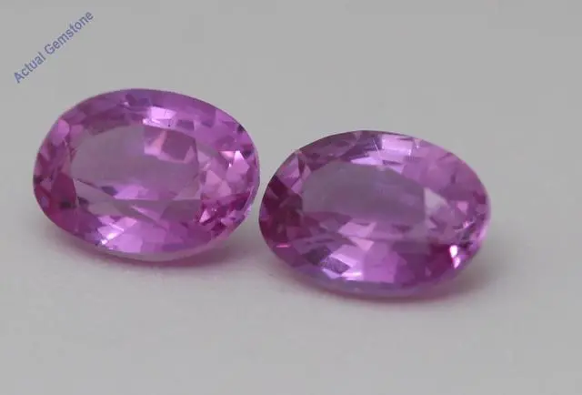 Alt view image 4 of 4 - A Pair of Oval Cut Natural Mined Loose Sapphires (2.17 Ct,Pinkish Purple(Possibly Heated) Color,VS2 Clarity)