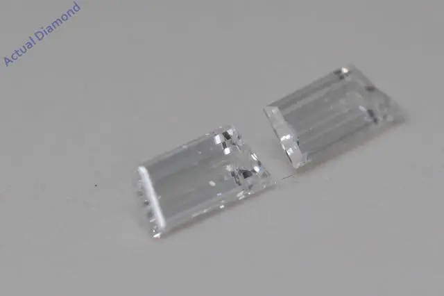 Alt view image 3 of 4 - A Pair of Trapezoid Cut Natural Mined Loose Diamonds (0.62 Ct,F Color,VS1-SI2 Clarity)