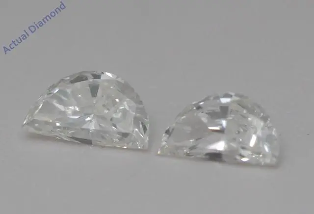 Alt view image 4 of 4 - A Pair of Half Moon Cut Natural Mined Loose Diamonds (0.6 Ct,H Color,VVS2 Clarity)