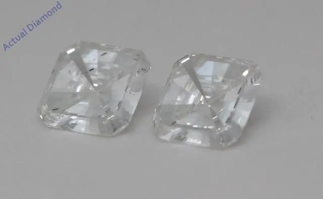 Alt view image 4 of 4 - A Pair of Asscher Cut Natural Mined Loose Diamonds (0.87 Ct,H Color,VS2-SI1 Clarity)