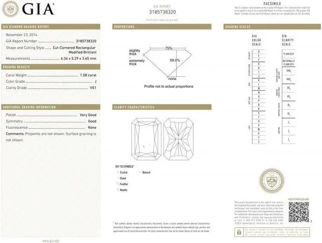 Alt view image 4 of 5 - Radiant Cut Loose Diamond (1.08 Ct, J, VS1) GIA Certified