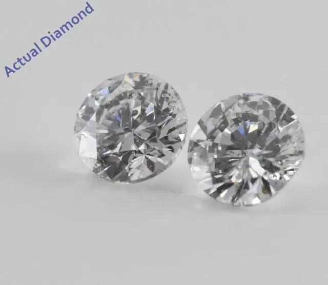 Alt view image 2 of 3 - A Pair of Round Cut Loose Diamonds (2.06 Ct, F-G ,I1-SI3)