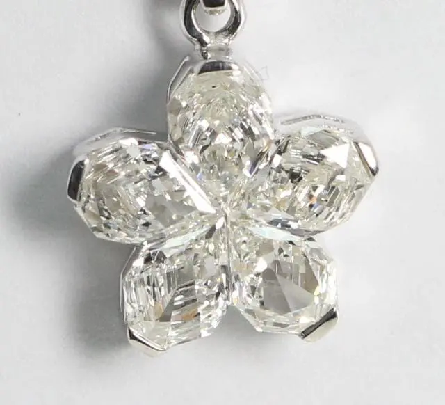 Alt view image 2 of 2 - 18k White Gold Invisible Setting Pear Cut Diamond Flower Pendant (1.12 Ct, G Color, SI Clarity)