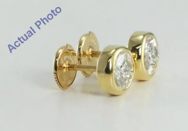 Alt view image 3 of 3 - 18k Yellow Gold Invisible Setting Princess & Marquise Cut Diamond Earrings (1.08 Ct, I-J Color, VS Clarity)