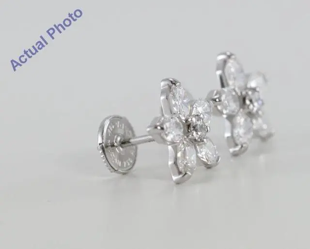 Alt view image 3 of 4 - 18k White Gold Invisible Setting Radiant Cut Flower Earrings (1.38 Ct, G Color, SI1 Clarity)