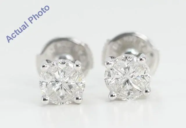 Main image of 18k White Gold Invisible Setting Princess Cut Diamond Earrings (0.58 Ct, H Color, VS Clarity)