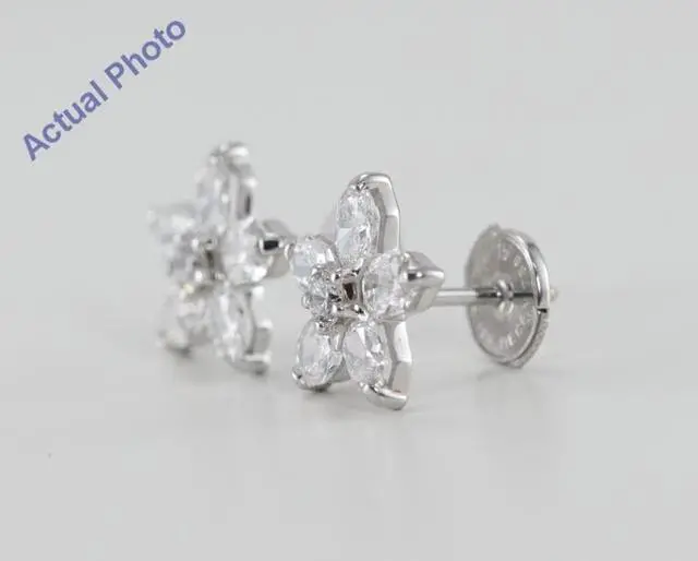 Alt view image 4 of 4 - 18k White Gold Invisible Setting Radiant Cut Flower Earrings (1.38 Ct, G Color, SI1 Clarity)